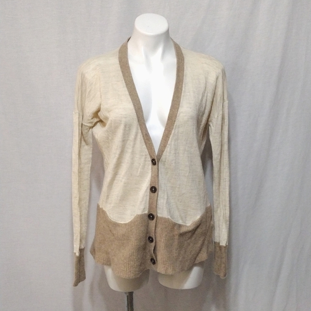 Madewell Contrast Trim Yarnmix Knit Cardigan Sweater Small V-Neck Button Front